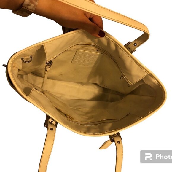 COACH Bag Woman’s Leatherware Tote White Gallery Hampton Hobo F10413 - Picture 6 of 12